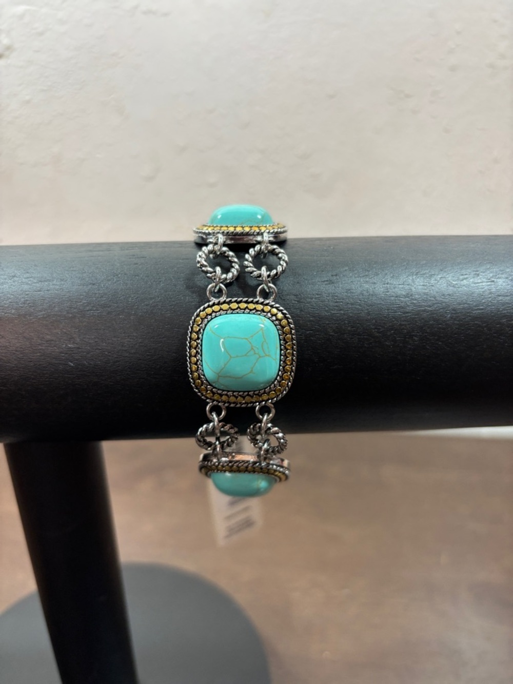 Versona Turquoise Cabochon Bracelet with Silver and Gold Accents